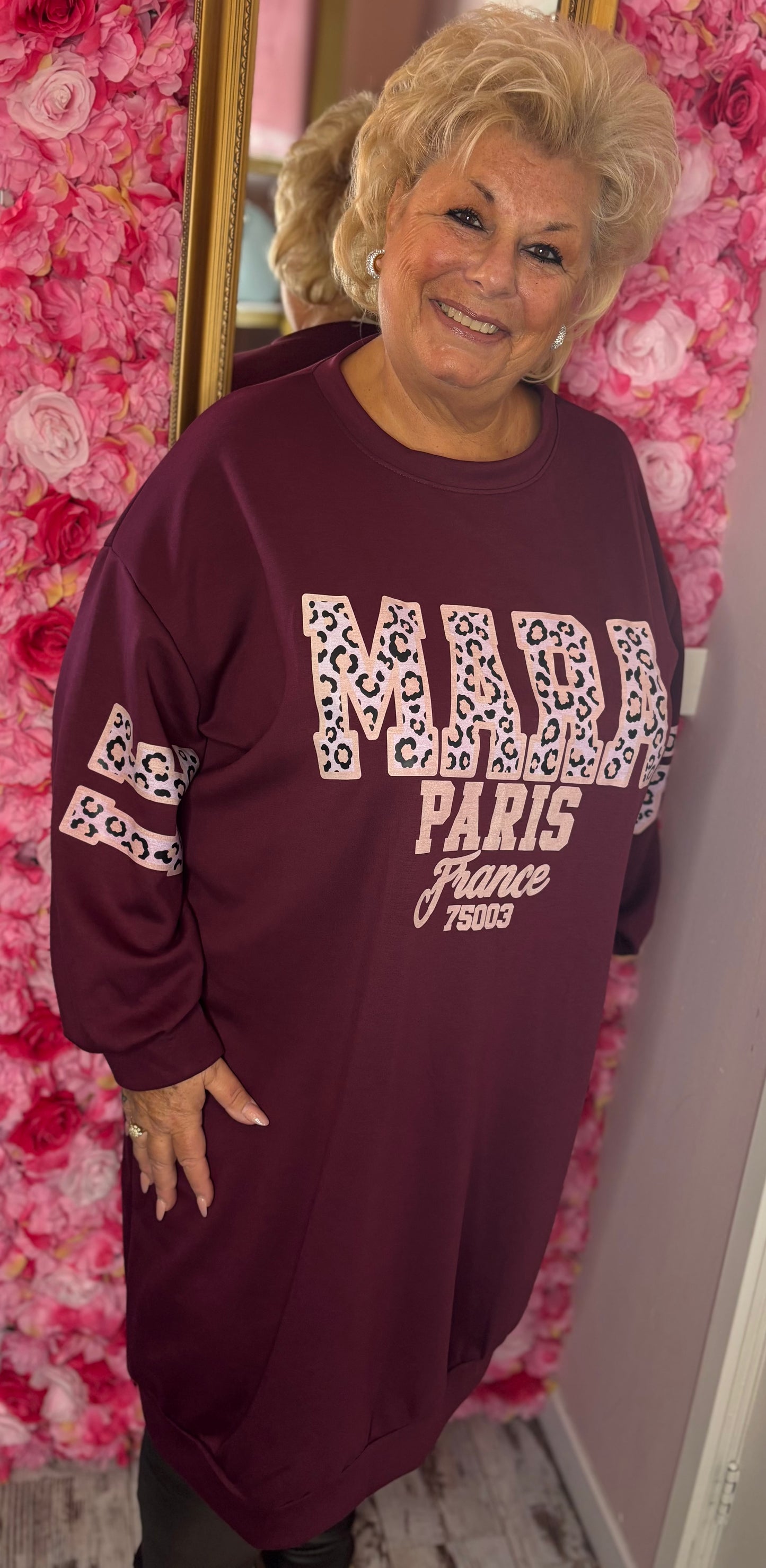 Jurk Sweaterdress Bordeaux Plus Size Maat 48 t/m 54