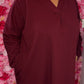 Jurk Basic Katoen Bordeaux Plus Size Maat 50 t/m 56