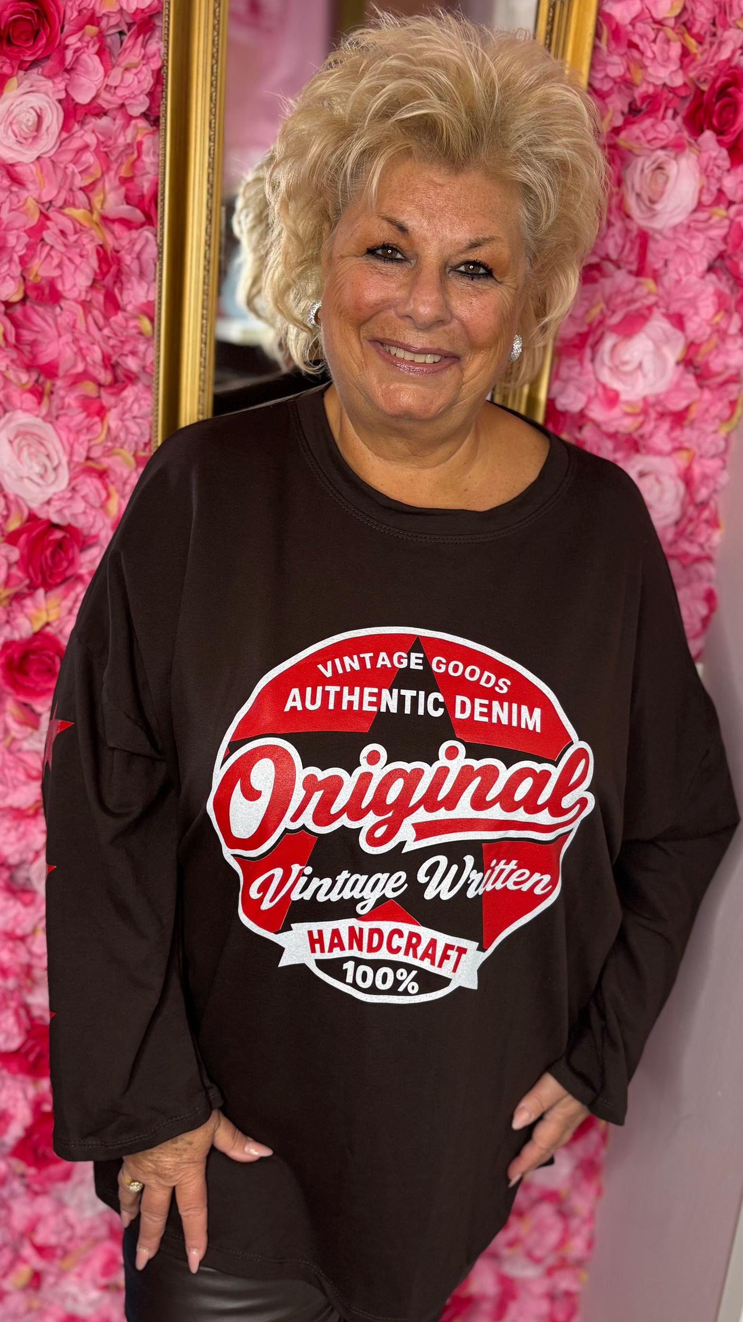 Long Sleeve Original Bruin Plus Size maat 48 t/m 54