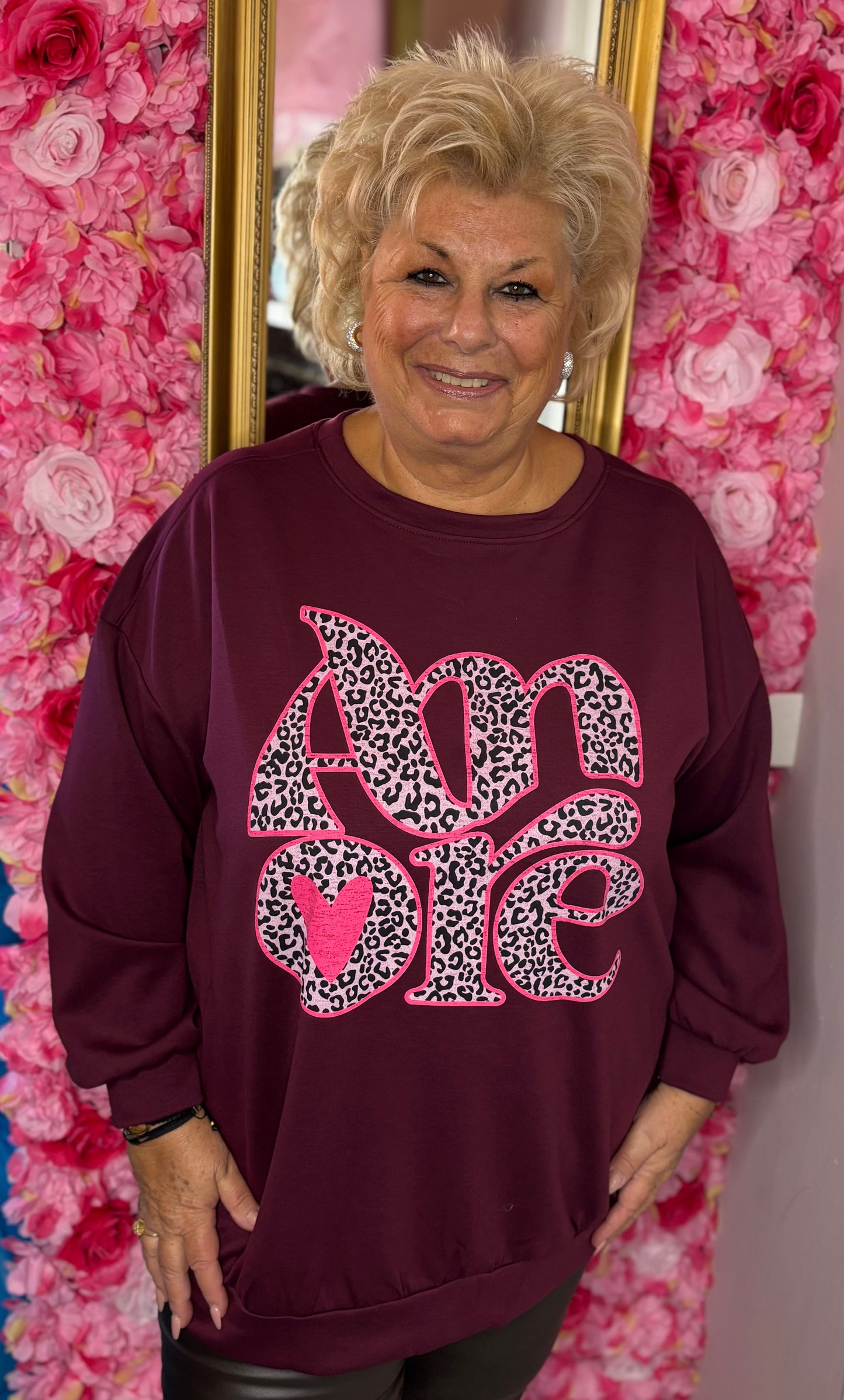 Sweater Amour Bordeaux Plus Size Maat 48 t/m 54