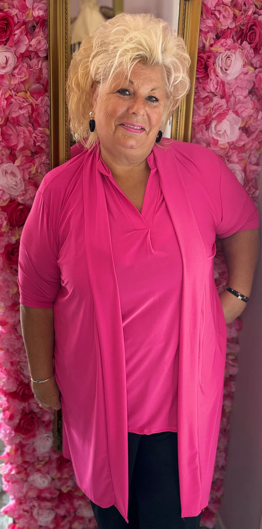 Vest Korte Mouw Travel Fuchsia Plus size Maat 48 t/m 56