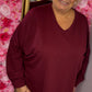 Long Sleeve Basic Bordeaux Plus Size maat 48 t/m 54