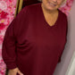 Long Sleeve Basic Bordeaux Plus Size maat 48 t/m 54