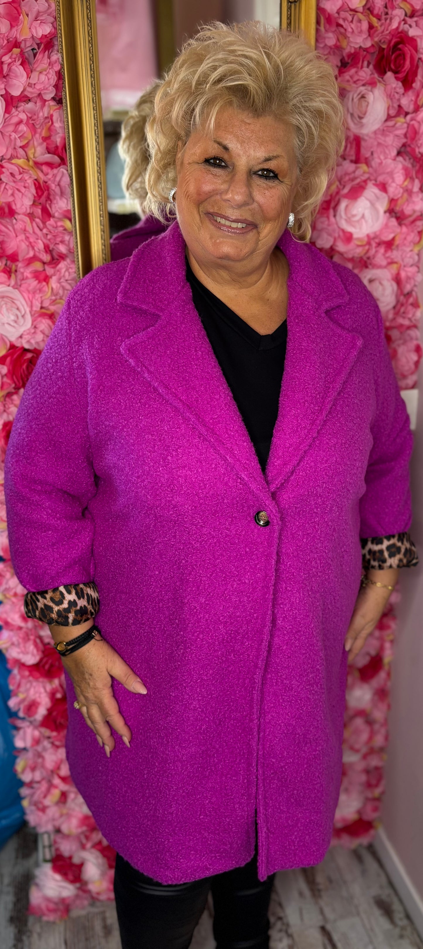 Tussenjas Boucle Paars Plus Size maat 48 t/m 54