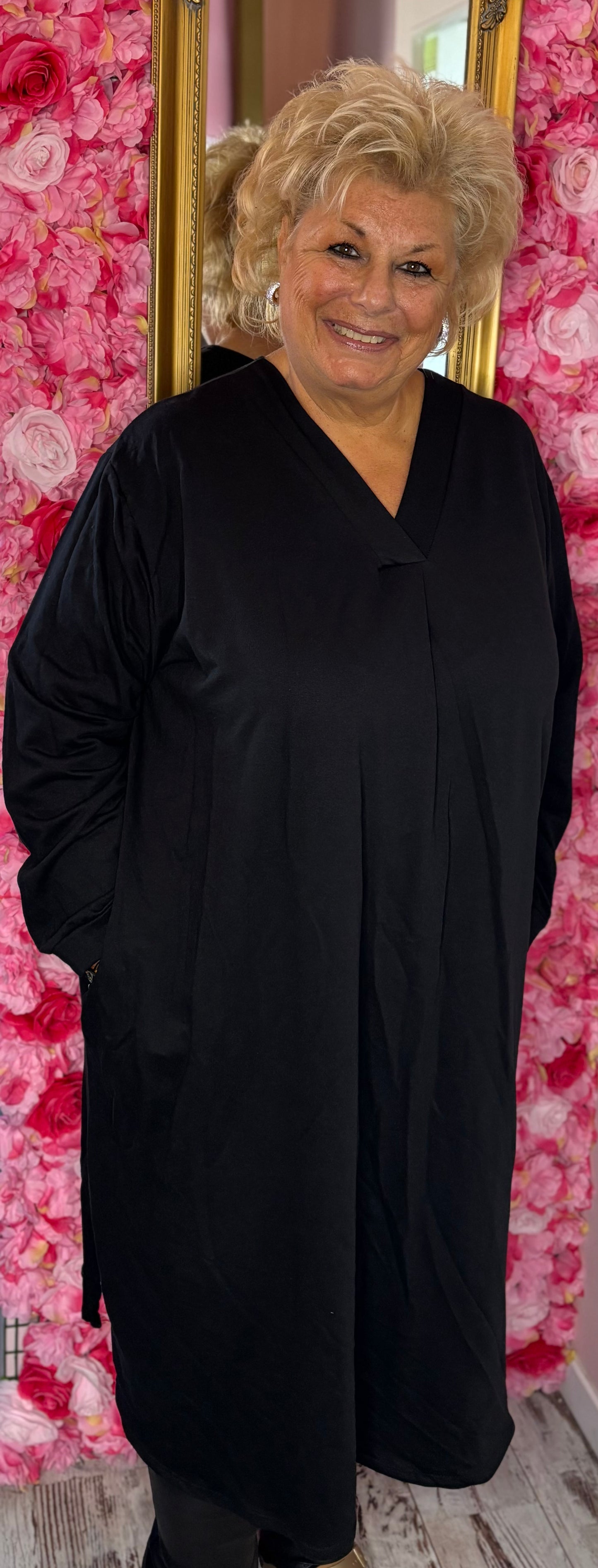Jurk Basic Katoen Zwart Plus Size Maat 50 t/m 56