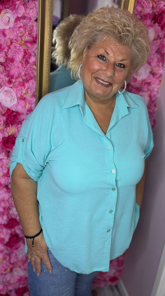 Blouse Plissé Mint Maat 44 t/m 50-52