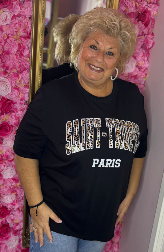 T-shirt Trope Zwart Plus Size Maat 44 t/m 50-52