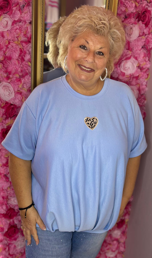 T-shirt Pantie Love Licht Blauw Plus Size Maat 48 t/m 54