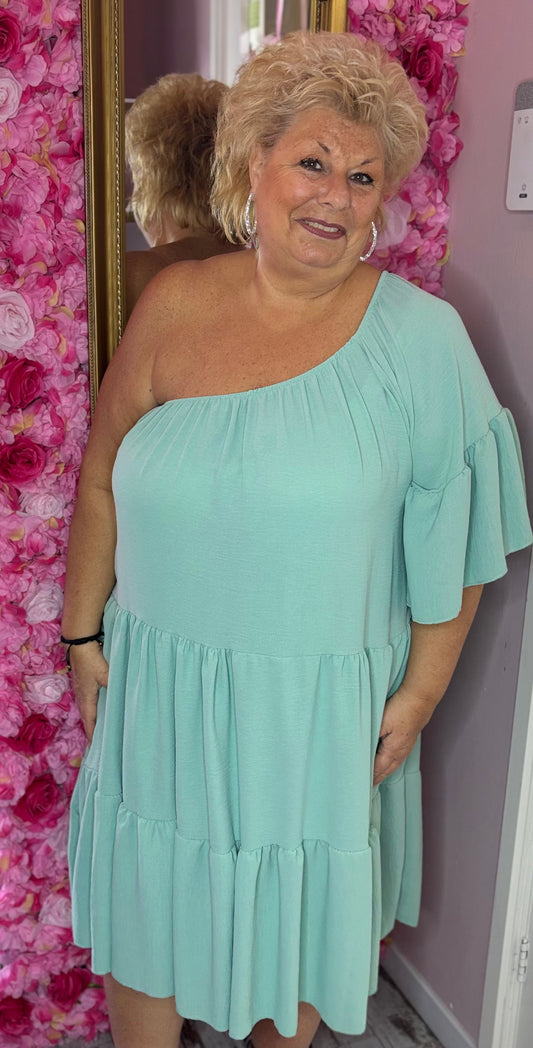 •LUCKY LOOK* Jurk-Tuniek One Matcha Groen Maat 50 t/m 58