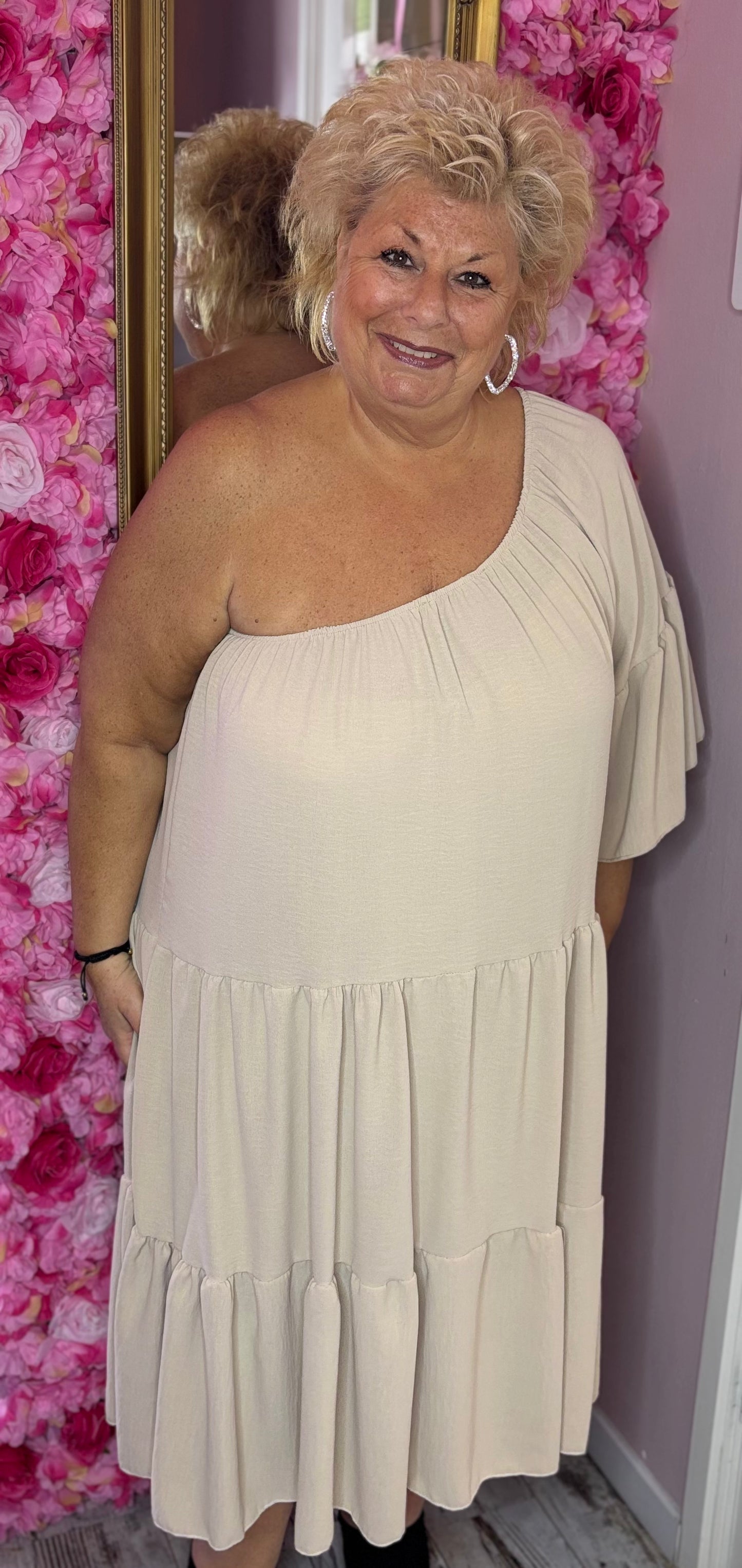 •LUCKY LOOK* Jurk-Tuniek One Beige Maat 50 t/m 58