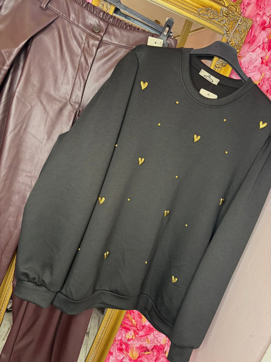 Sweater Forever Love Zwart Plus Size Maat 44 t/m 48