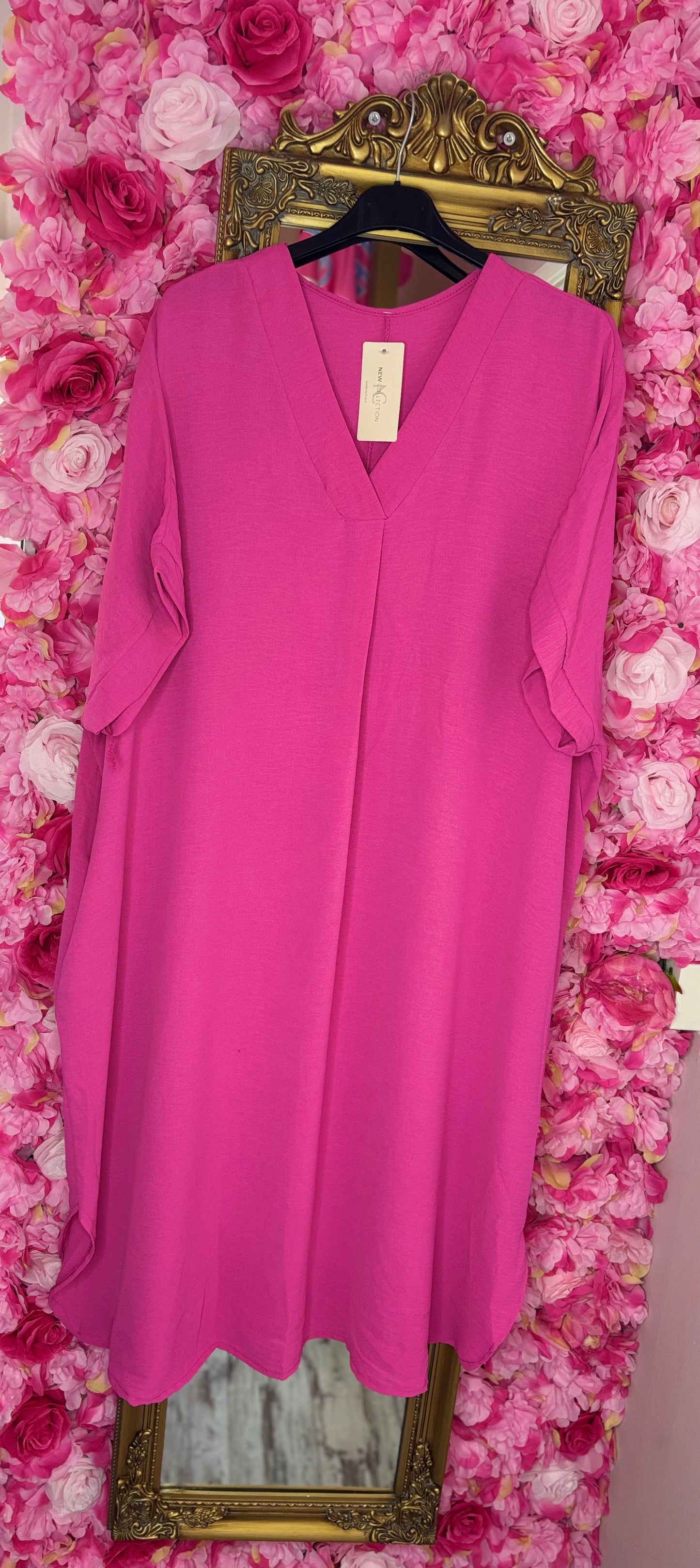 Lange Jurk Summer Fuchsia Maat 48 t/m 54-56