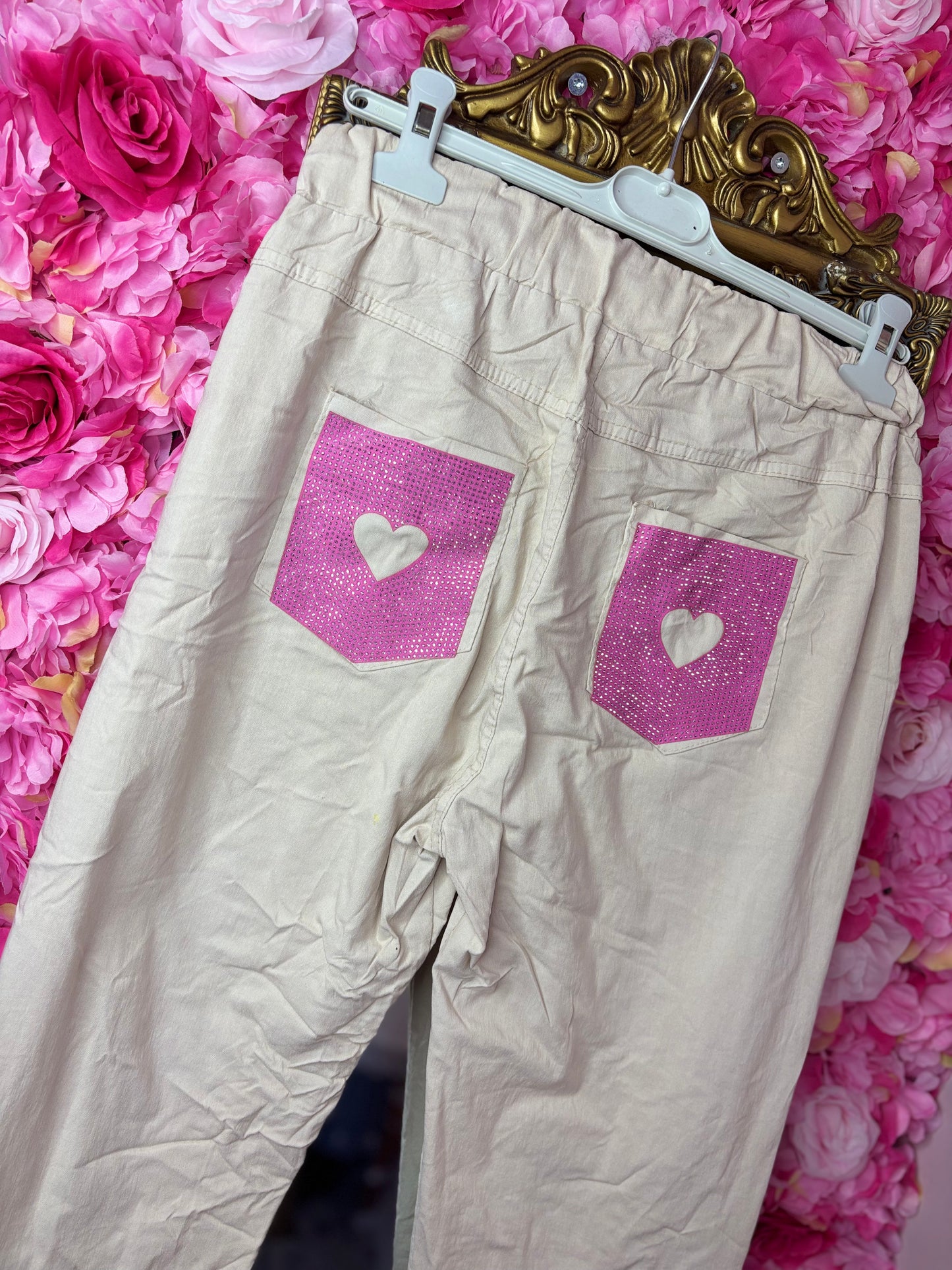Broek Stretch Beige Plus Size Maat 46 t/m 52