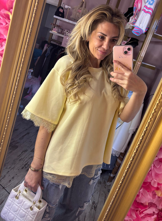 T-shirt Sexy Back Geel Plus Size tot Maat 46-48