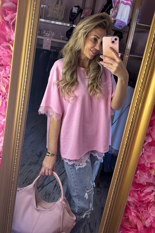 T-shirt Sexy Back Roze Plus Size tot Maat 46-48