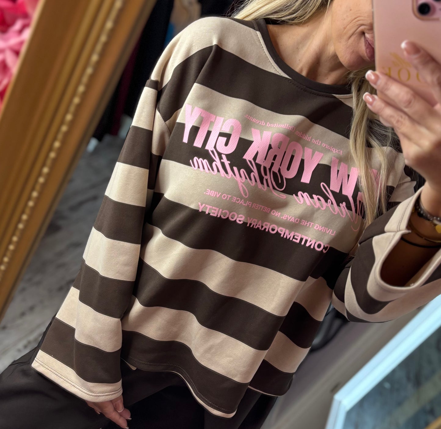 Sweater New york Stripe Tot Maat 44