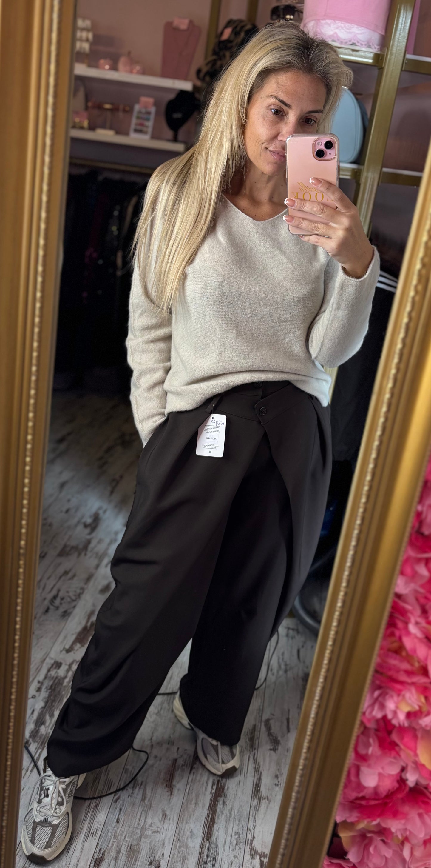 Broek Pantalon Overslag Bruin Tot maat 42
