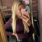 Long Sleeve Travel Hoog Hals Bordeaux  tot Maat 42