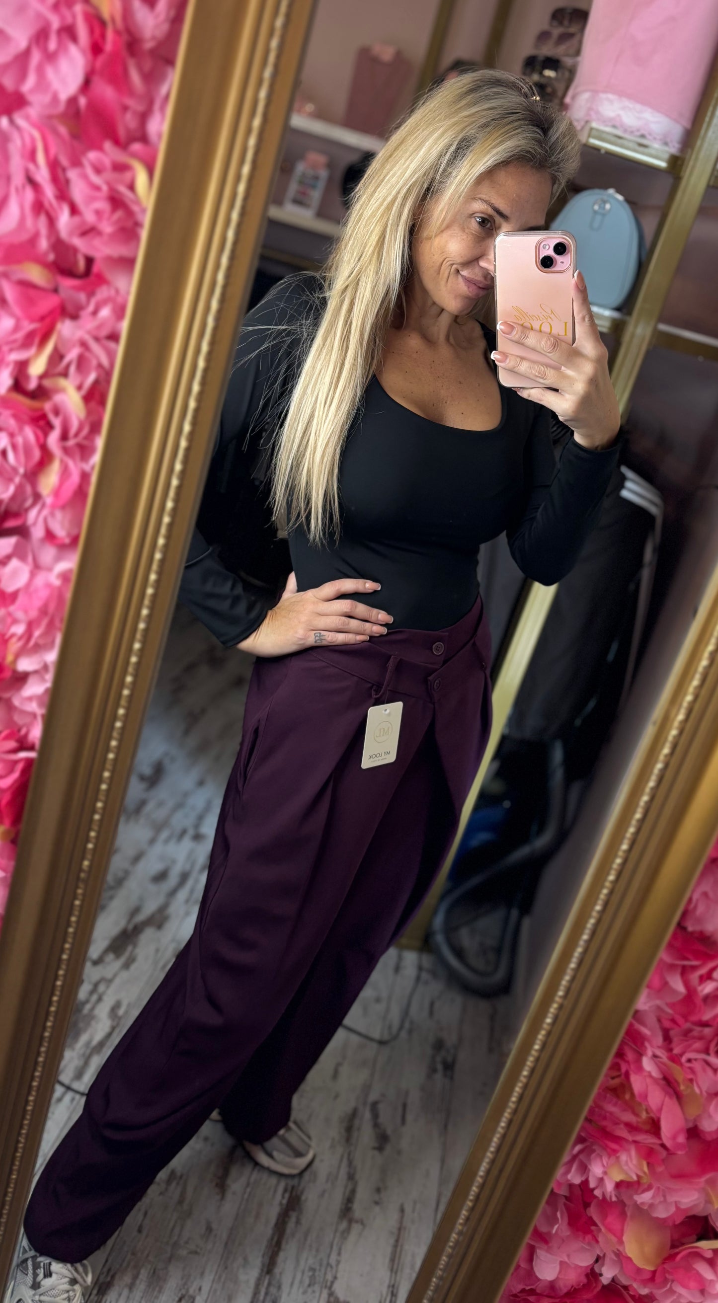 Broek Pantalon Overslag Bordeaux Tot maat 42