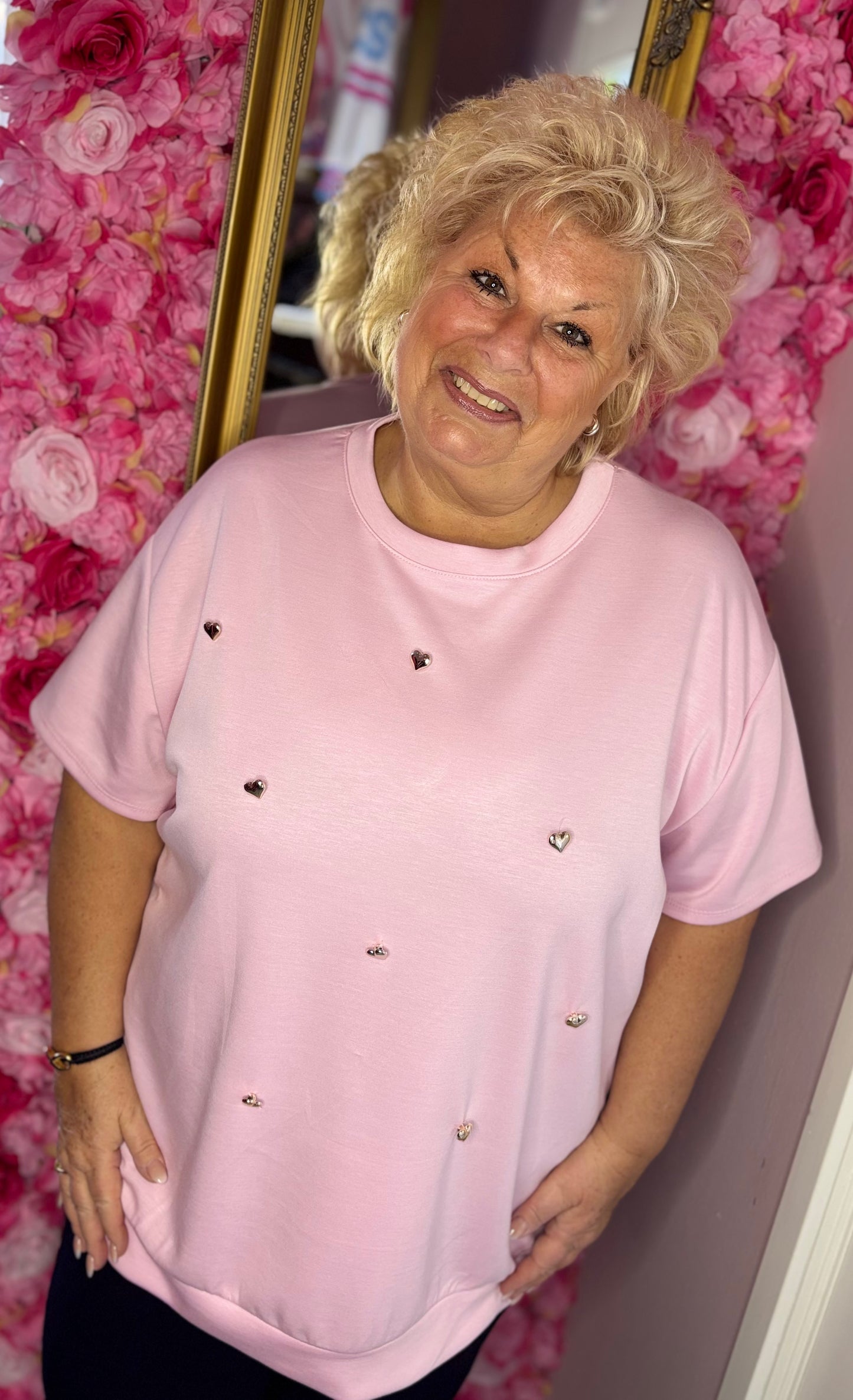 T-shirt Heart Roze Plus Size Maat 48 t/m 54