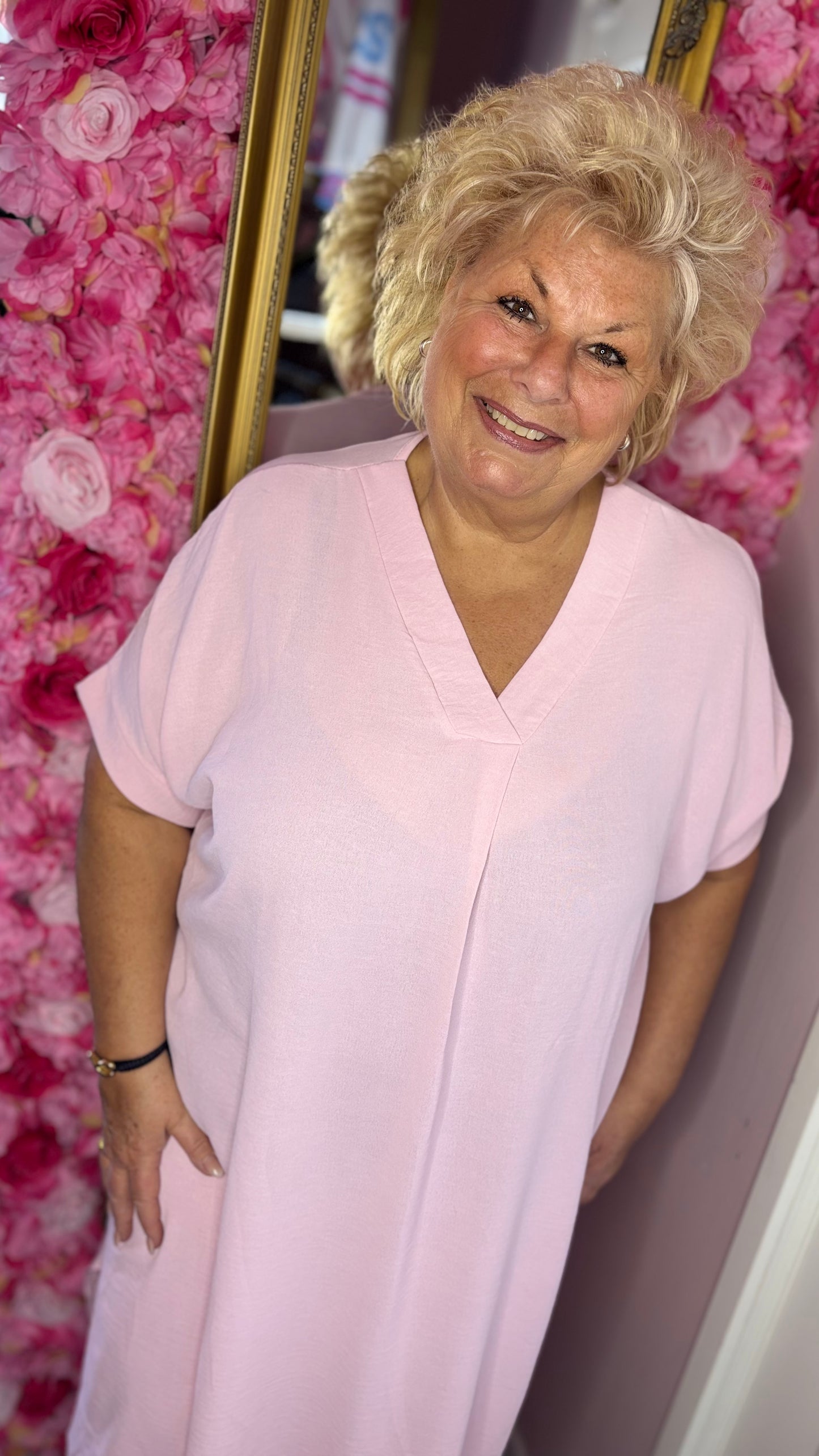 Lange Jurk Summer Licht Roze Maat 48 t/m 54-56