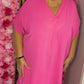 Lange Jurk Summer Fuchsia Maat 48 t/m 54-56