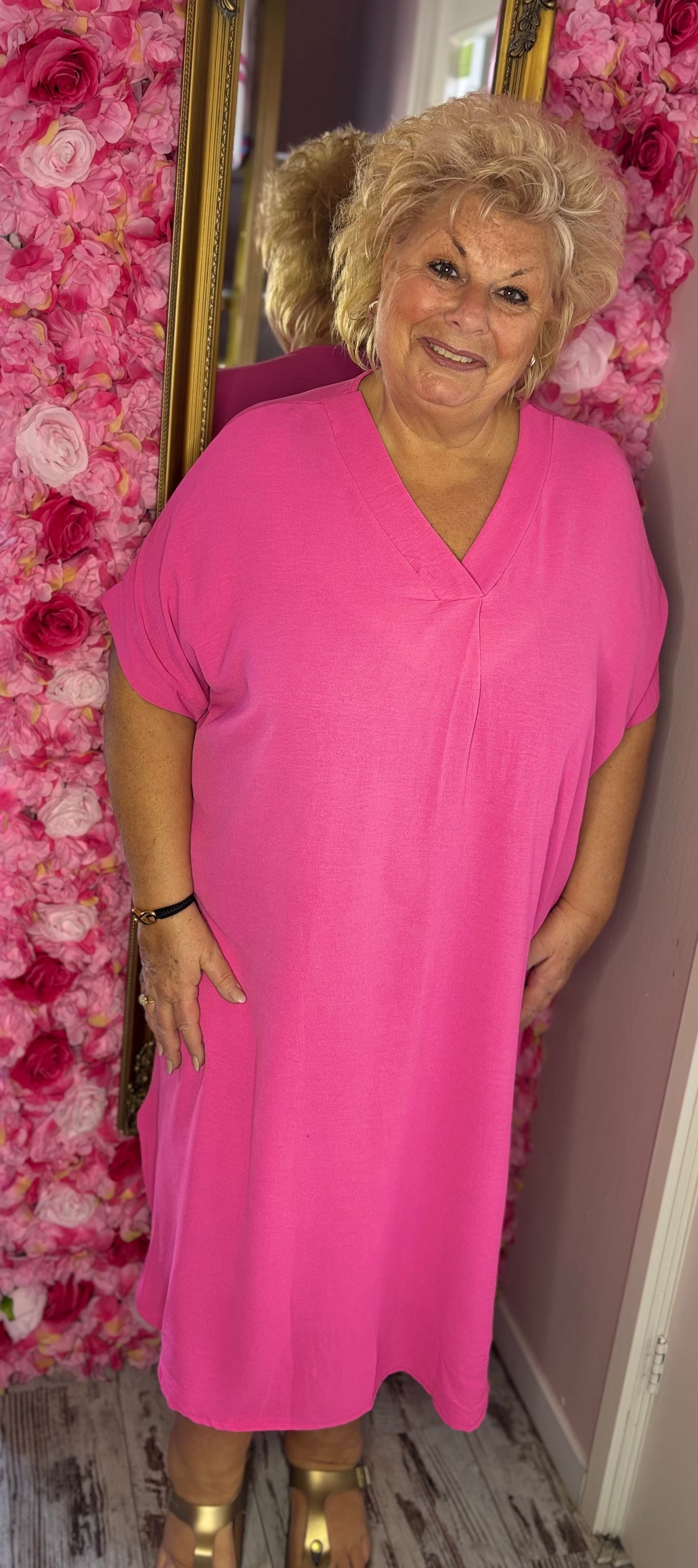 Lange Jurk Summer Fuchsia Maat 48 t/m 54-56