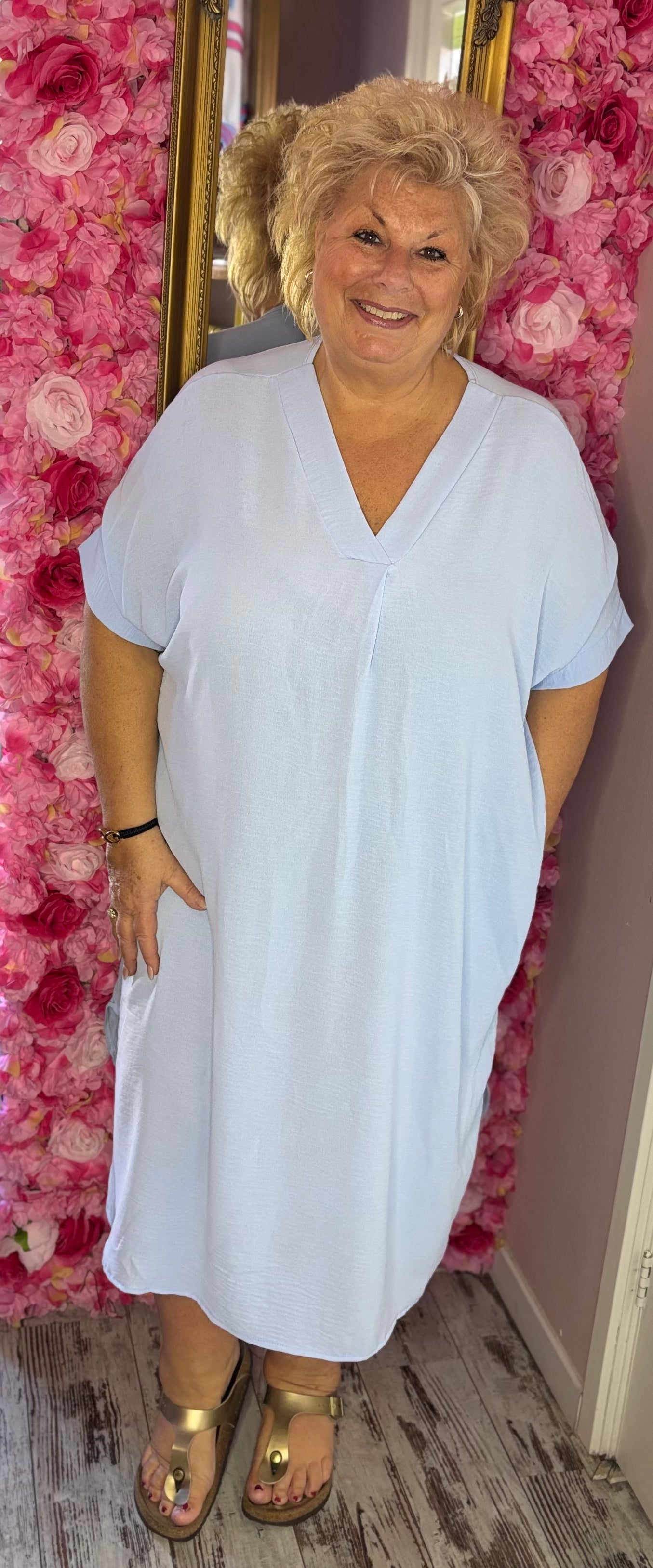 Lange Jurk Summer Licht Blauw Maat 48 t/m 54-56