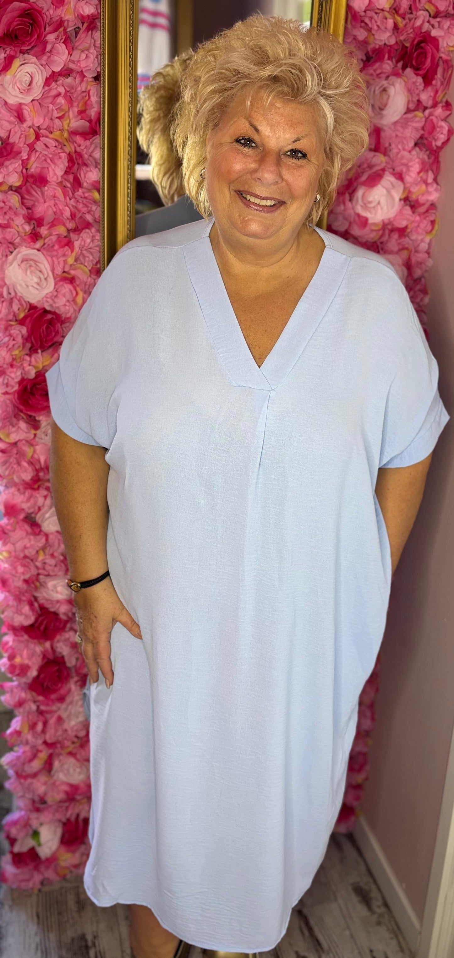 Lange Jurk Summer Licht Blauw Maat 48 t/m 54-56