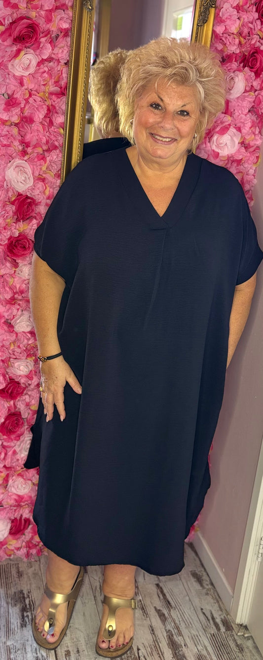 Lange Jurk Summer Zwart Maat 48 t/m 54-56