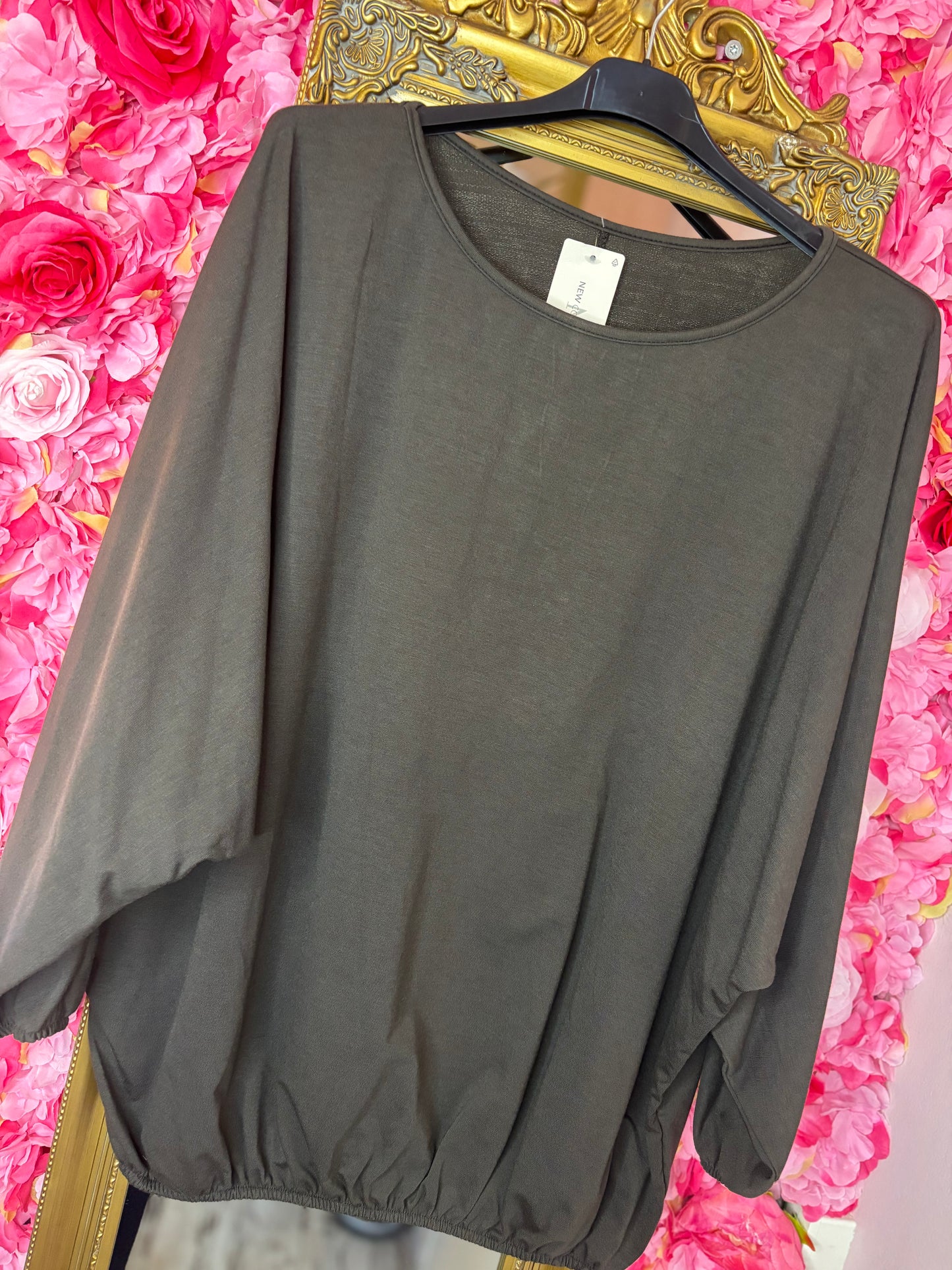 Long Sleeve Balloon Soft Bruin Plus Size maat 46 t/m 50