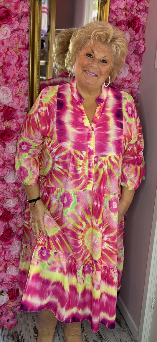 Jurk Hipe Roze Maat 46 t/m 52