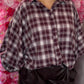 Blouse Check Butterfly Bordeaux  Plus Size Maat 44 t/m 48-50