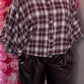 Blouse Check Butterfly Bordeaux  Plus Size Maat 44 t/m 48-50