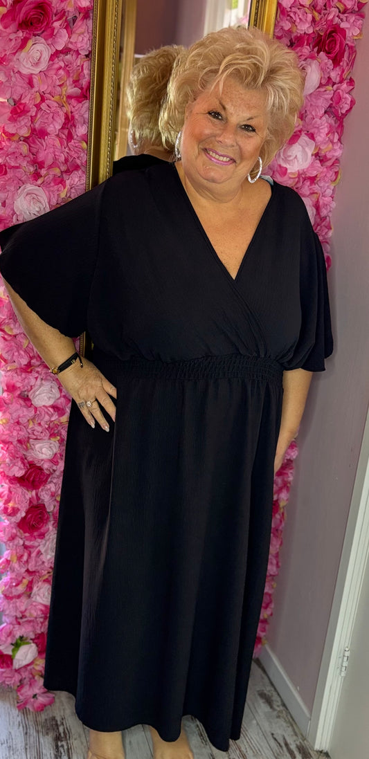 Lange Jurk Ela Zwart Maat 48 t/m 54-56