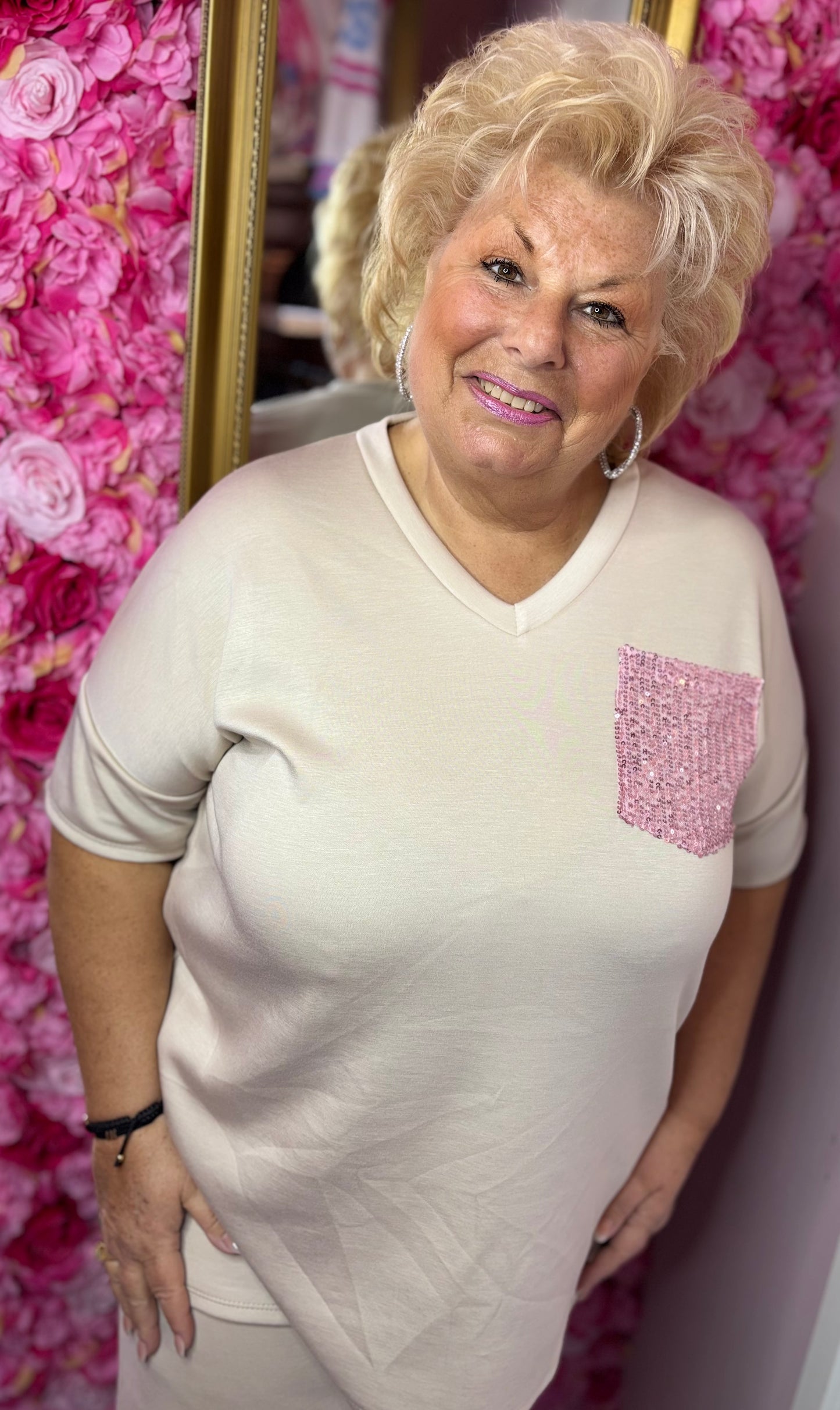 Comfy Set Glitter Beige Plus Size maat 46 t/m 54