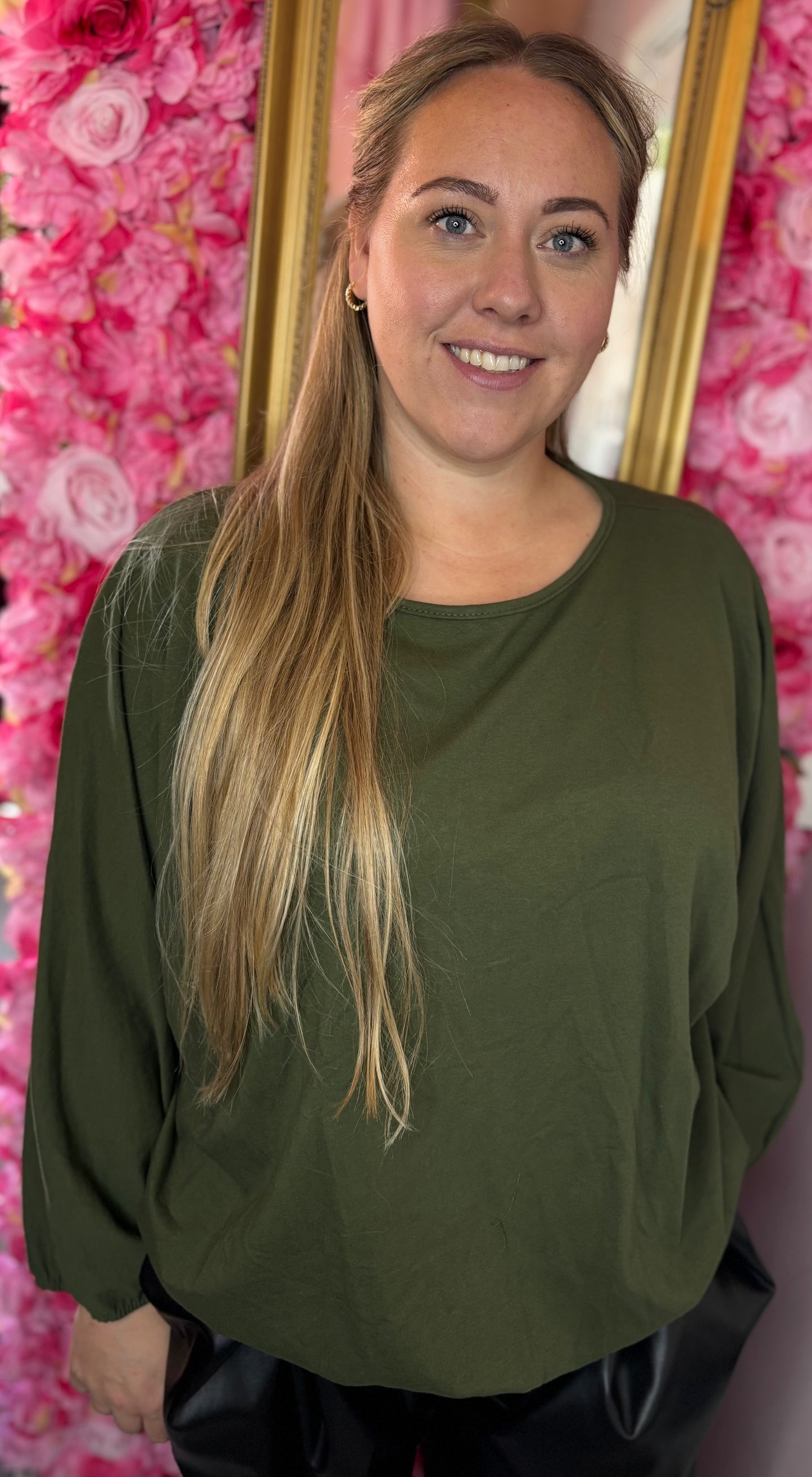 Long Sleeve Balloon Soft Leger Groen Plus Size maat 46 t/m 50