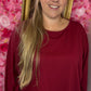 Long Sleeve Balloon Soft Bordeaux Plus Size maat 46 t/m 50