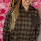Blouse Check Hardy Leather Detail Plus Size Maat 44 t/m 48