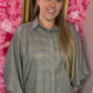 Blouse Check Chan Bruin Plus Size Maat 44 t/m 48-50