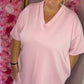 Lang T-shirt/T-shirt Jurk Basic Licht Roze Maat 48 t/m 54