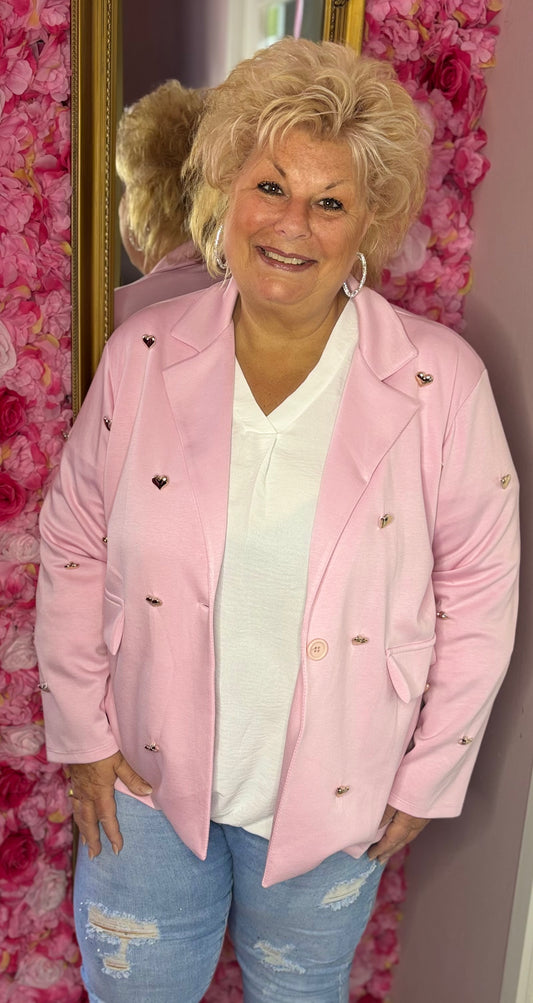 Colbert Comfy Heart Licht Roze Plus size Maat 46 t/m 52-54