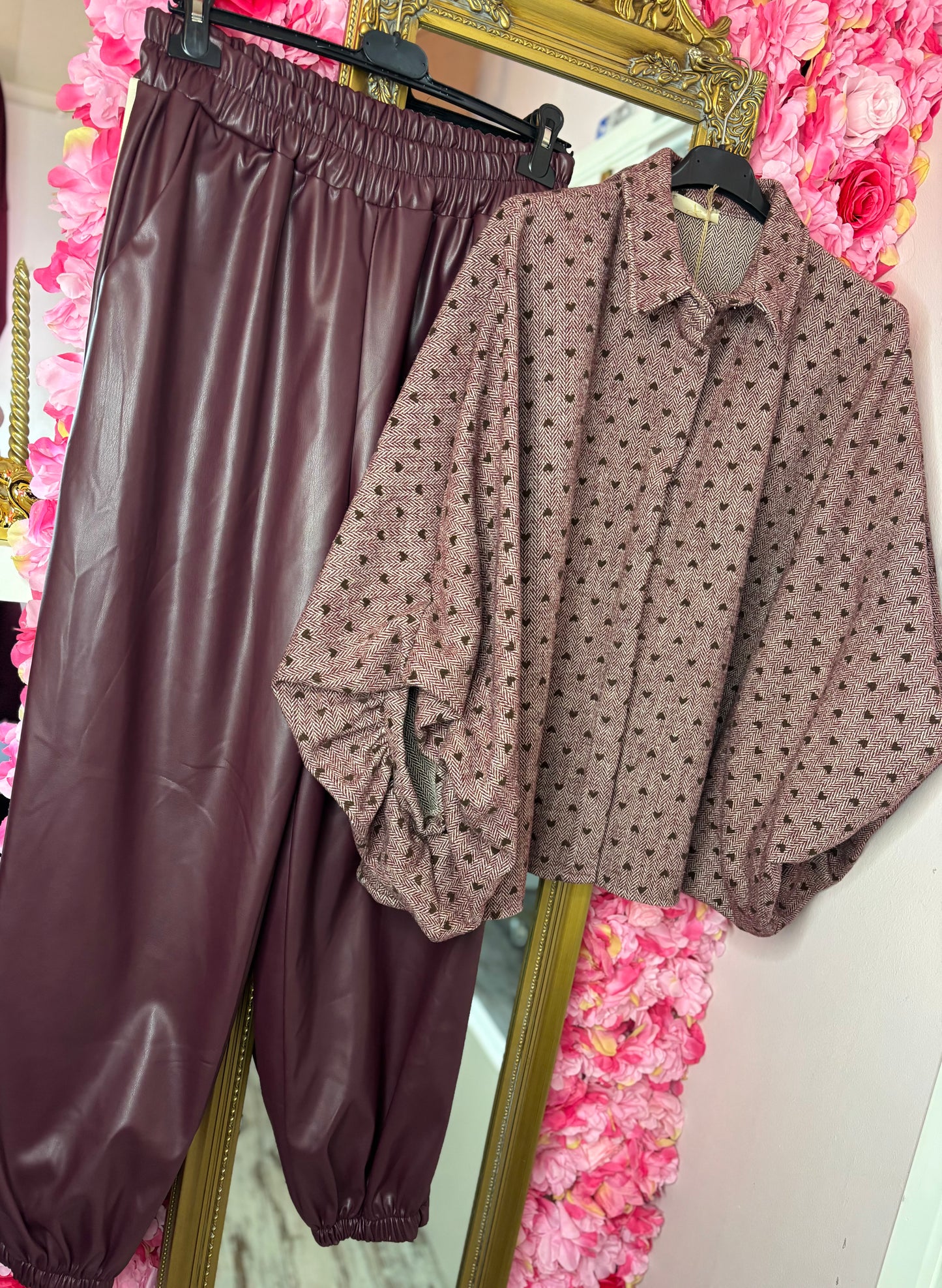 Pofbroek Leather Look The Rebel Bordeaux Plus Size Maat t/m 46
