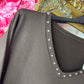 Long Sleeve The Studded Basic Bruin Plus Size maat 48 t/m 52