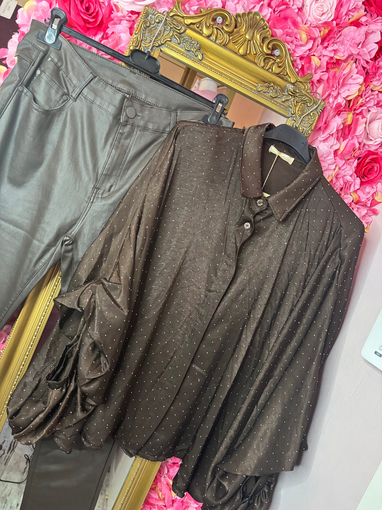 Blouse Shine Butty Bruin Plus Size Maat 44 t/m 48-50