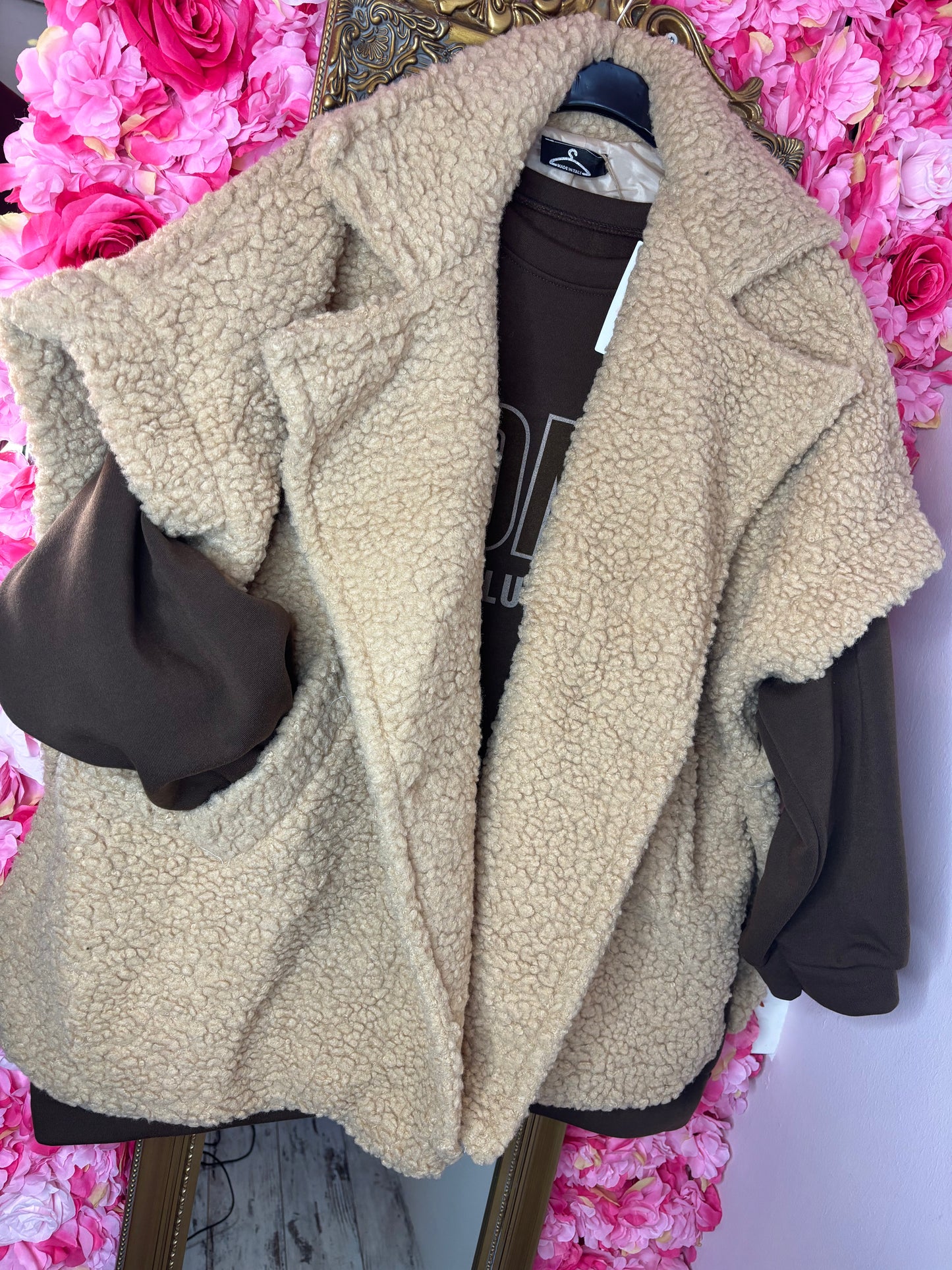 Gilet Teddy Camel Plus Size Maat 48 t/m 54