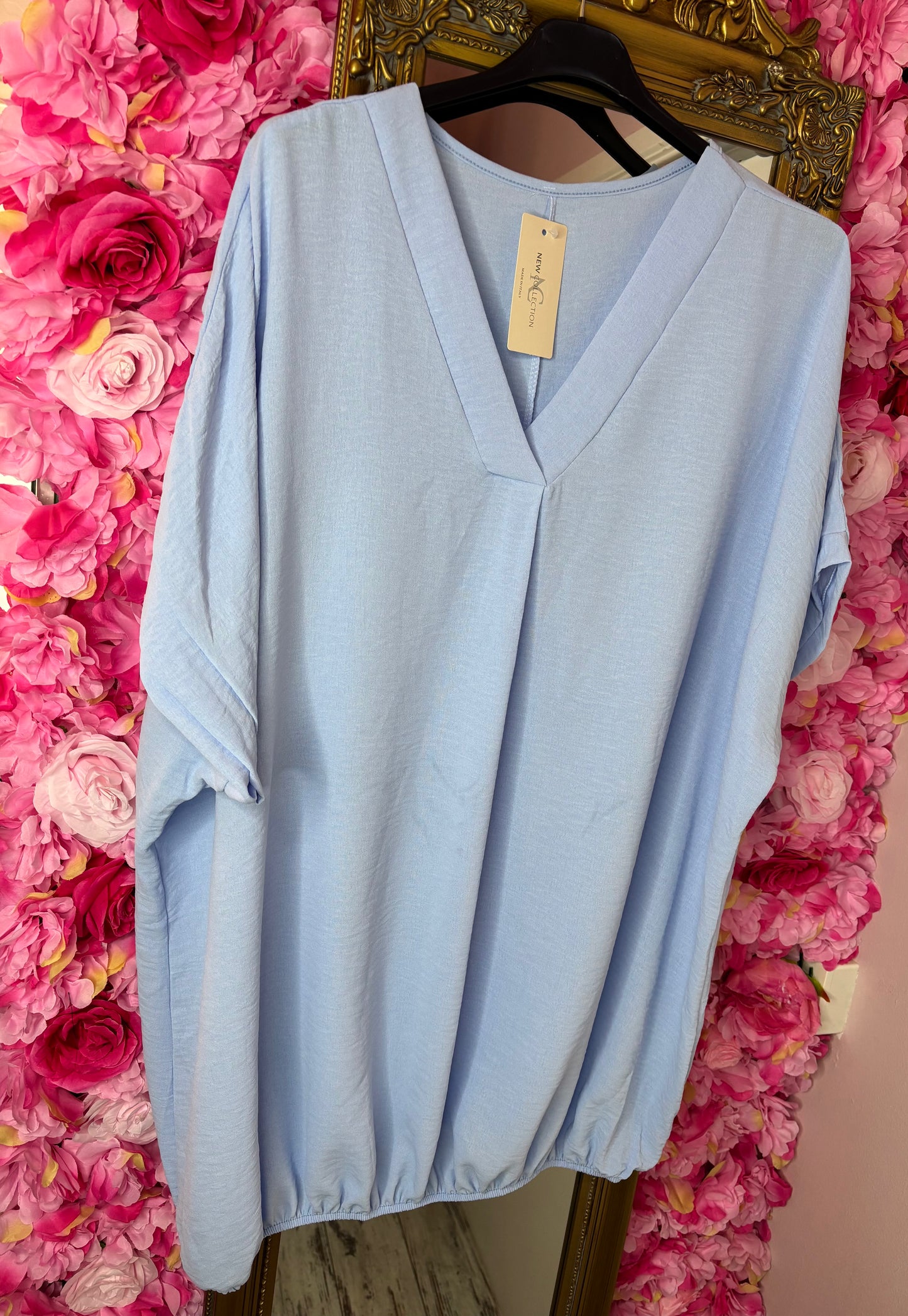 Blouse Ballon Sum Licht Blauw Plus Size maat 48 t/m 54