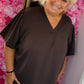 Blouse Pof Mouw Bruin Plus Size maat 48 t/m 54