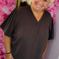 Blouse Pof Mouw Bruin Plus Size maat 48 t/m 54