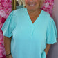 Blouse Pof Mouw Mint Plus Size maat 48 t/m 54